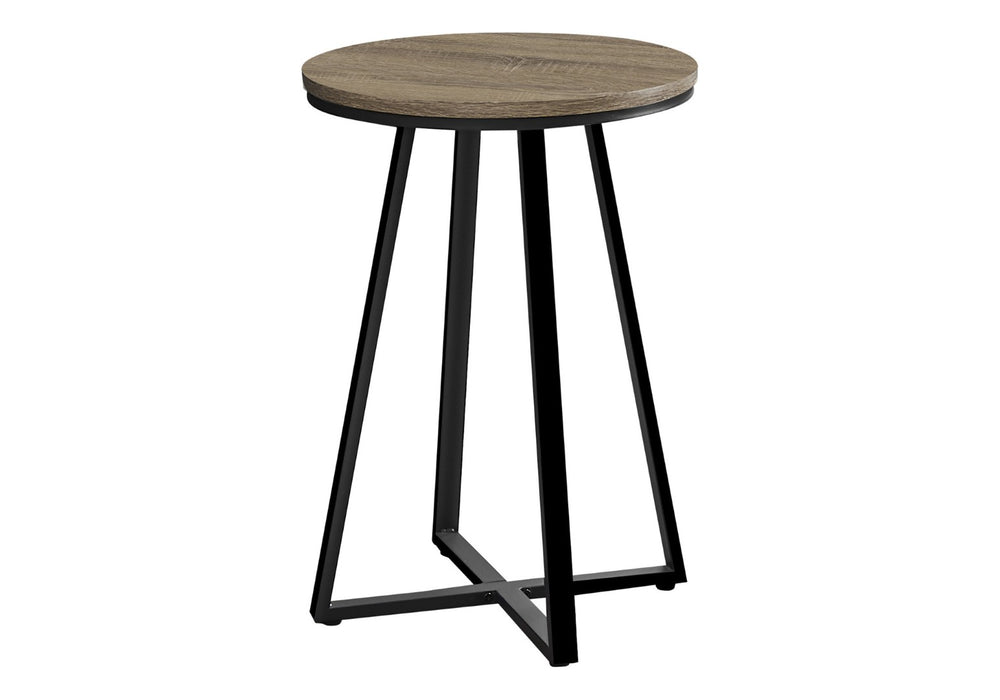 HomeRoots 22" Modern Round End Table in Black and Deep Taupe - Versatile Accent Table for Any Space 489669