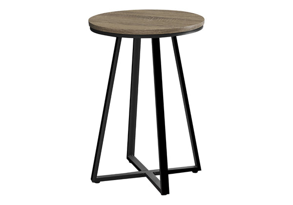 HomeRoots 22" Modern Round End Table in Black and Deep Taupe - Versatile Accent Table for Any Space 489669