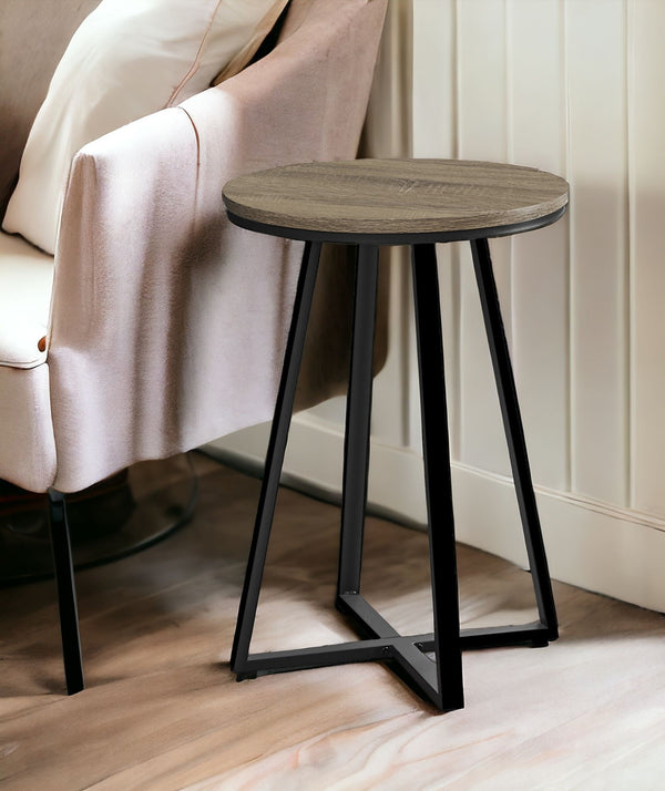 Homeroots 22" Black And Deep Taupe Round End Table   489669
