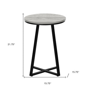 Homeroots 22" Black And Gray Round End Table   489670
