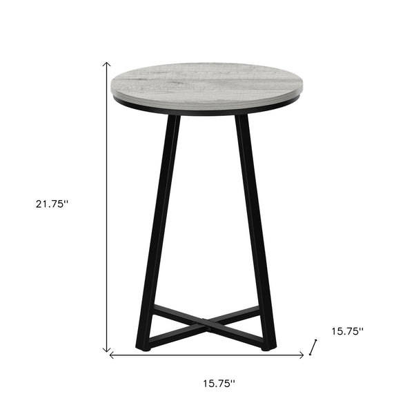 Homeroots 22" Black And Gray Round End Table   489670