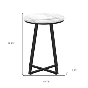 Homeroots 22" Black And White Round End Table   489671