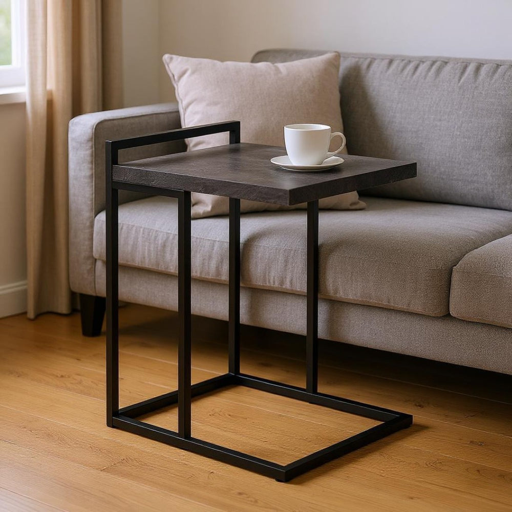 HomeRoots 27" Black Distressed Reclaimed Wood and Metal End Table - Vintage Charm for Any Room, Fully Assembled 489683