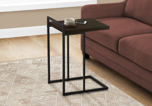 HomeRoots 27" Espresso and Black C-Table End Table - Stylish, Compact Design for Small Spaces & Versatile Use 489684