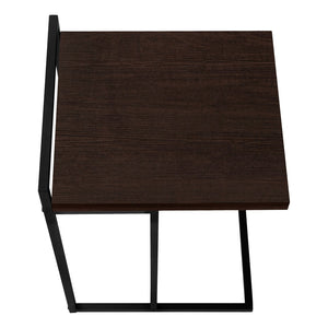 HomeRoots 27" Espresso and Black C-Table End Table - Stylish, Compact Design for Small Spaces & Versatile Use 489684