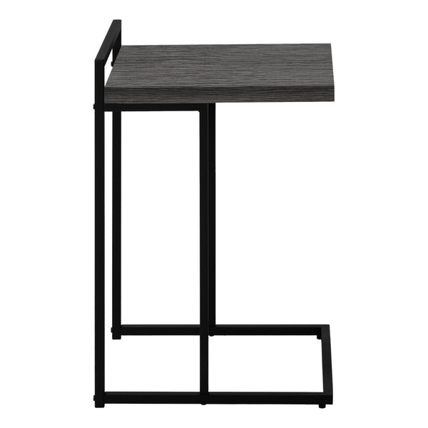 HomeRoots 27" Gray and Black Wood and Metal End Table - Stylish C-Table Design for Modern Living Spaces 489685