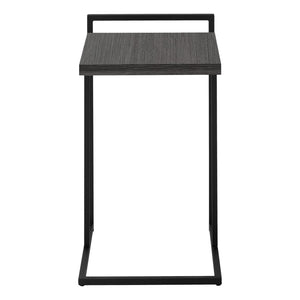 HomeRoots 27" Gray and Black Wood and Metal End Table - Stylish C-Table Design for Modern Living Spaces 489685