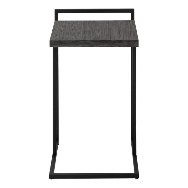 HomeRoots 27" Gray and Black Wood and Metal End Table - Stylish C-Table Design for Modern Living Spaces 489685