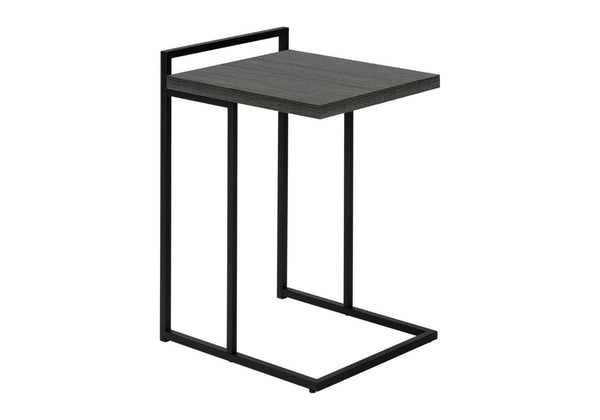 HomeRoots 27" Gray and Black Wood and Metal End Table - Stylish C-Table Design for Modern Living Spaces 489685