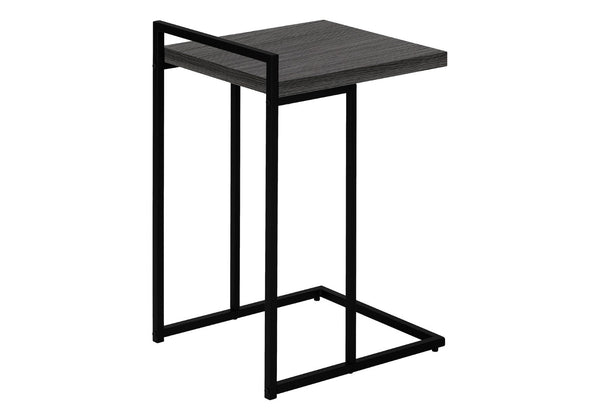 HomeRoots 27" Gray and Black Wood and Metal End Table - Stylish C-Table Design for Modern Living Spaces 489685