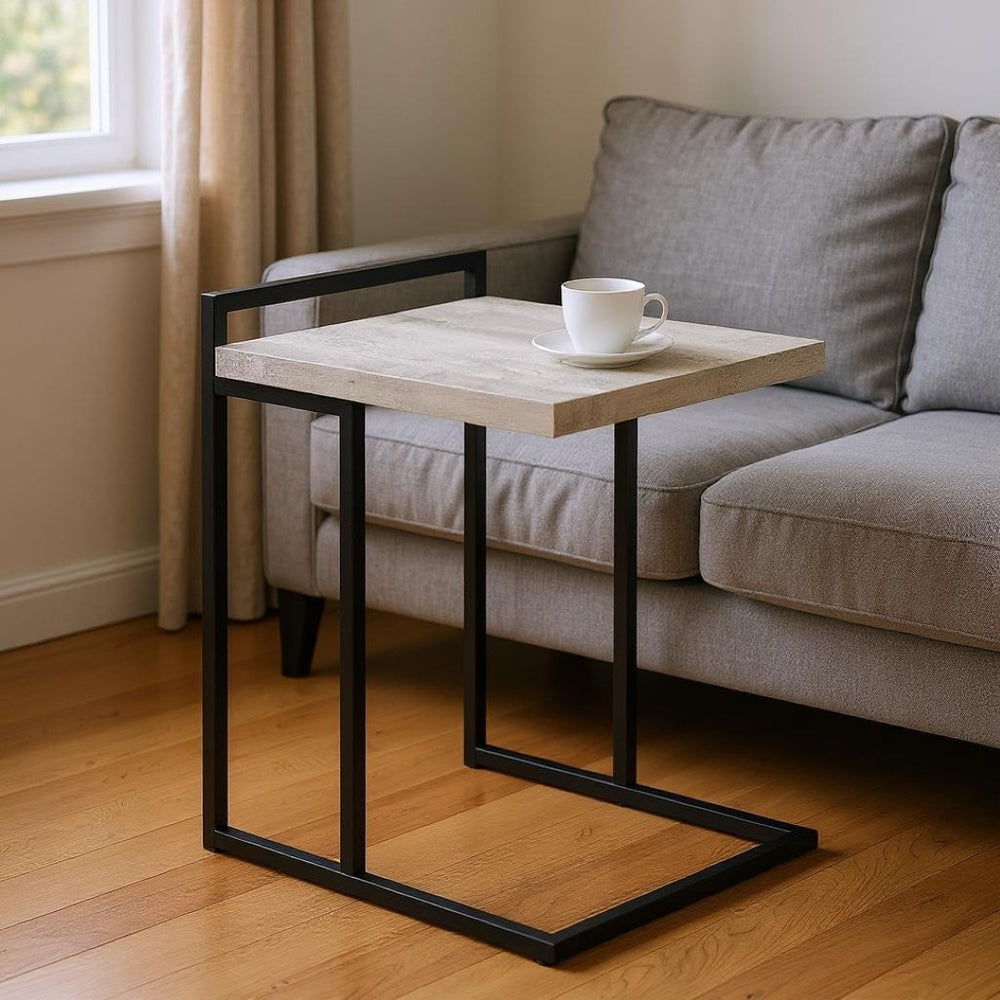 HomeRoots 27" Rustic Industrial Gray Reclaimed Wood and Metal End Table - Charming, Versatile Design for Any Room 489686