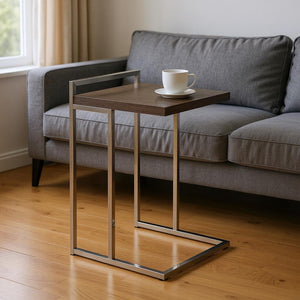 HomeRoots 27" Gray and Silver Wood and Metal End Table – Versatile, Fully Assembled Accent for Any Space 489697