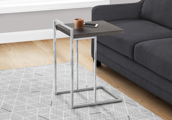 HomeRoots 27" Gray and Silver Wood and Metal End Table – Versatile, Fully Assembled Accent for Any Space 489697