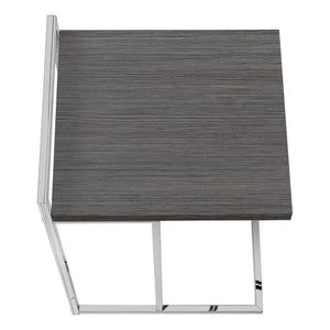 HomeRoots 27" Gray and Silver Wood and Metal End Table – Versatile, Fully Assembled Accent for Any Space 489697