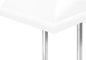 HomeRoots 27" Stylish White and Silver End Table – Compact C-Frame Design for Living Rooms and Bedrooms 489702