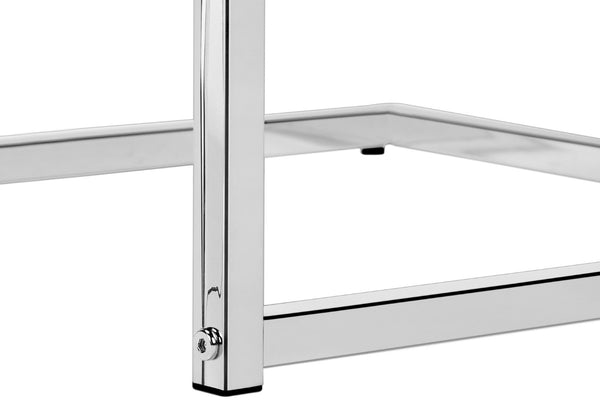 HomeRoots 27" Stylish White and Silver End Table – Compact C-Frame Design for Living Rooms and Bedrooms 489702