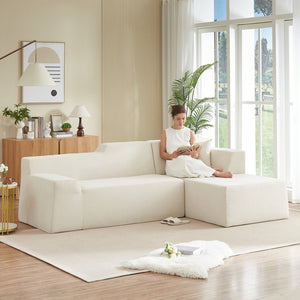 English Elm Modern Corduroy L-shaped Sectional Sofa with High Back for Minimalist Living Rooms W3396P415596