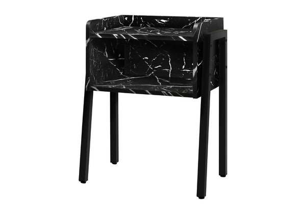 HomeRoots 23" Modern Black End Table with Shelf - Sleek Design for Living Rooms, Bedrooms & Versatile Use 489708