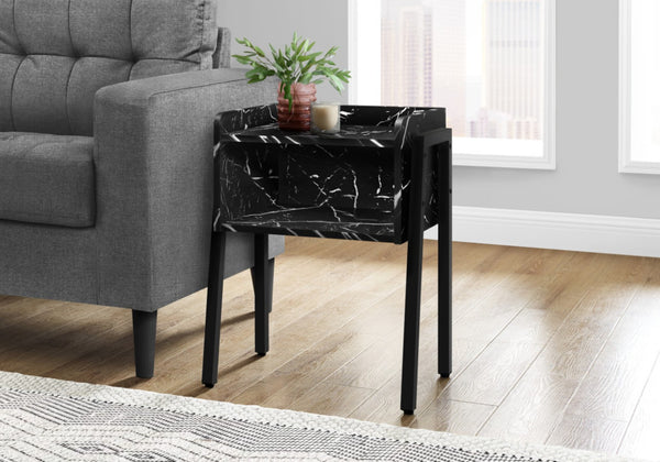 HomeRoots 23" Modern Black End Table with Shelf - Sleek Design for Living Rooms, Bedrooms & Versatile Use 489708