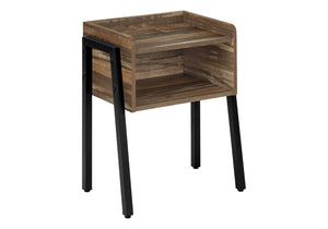 HomeRoots 23" Modern Industrial Black and Brown End Table with 2-Tier Shelf for Stylish Storage and Decor 489710