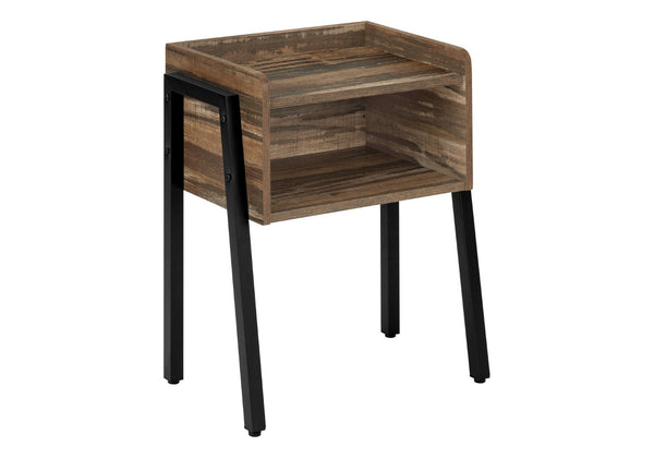 HomeRoots 23" Modern Industrial Black and Brown End Table with 2-Tier Shelf for Stylish Storage and Decor 489710