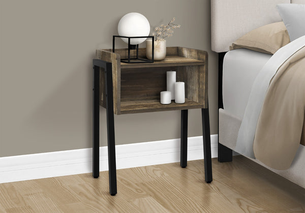 HomeRoots 23" Modern Industrial Black and Brown End Table with 2-Tier Shelf for Stylish Storage and Decor 489710