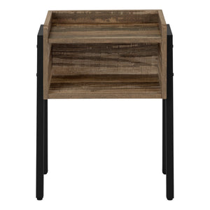 HomeRoots 23" Modern Industrial Black and Brown End Table with 2-Tier Shelf for Stylish Storage and Decor 489710