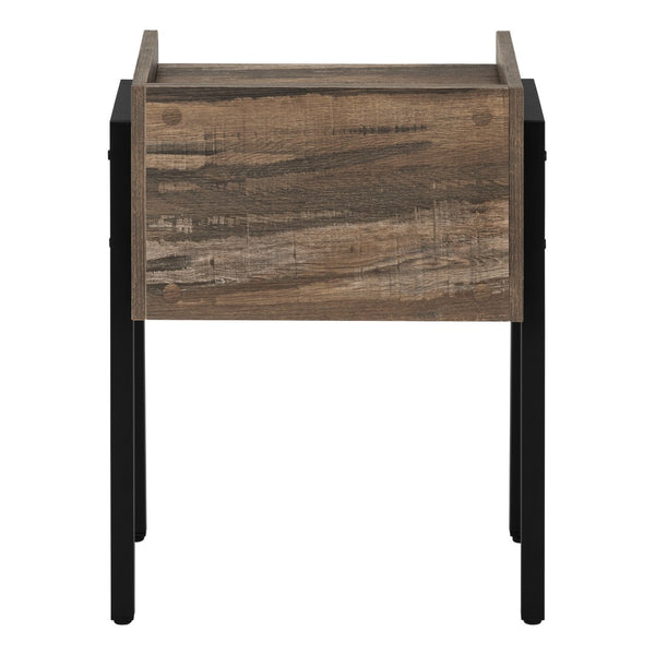 HomeRoots 23" Modern Industrial Black and Brown End Table with 2-Tier Shelf for Stylish Storage and Decor 489710
