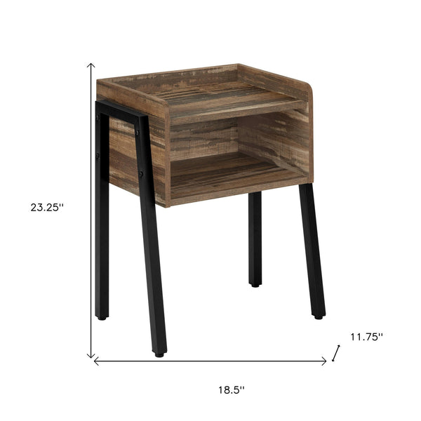 Homeroots 23" Black And Brown End Table With Shelf   489710