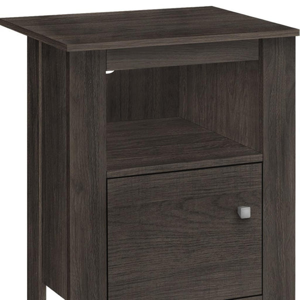 HomeRoots 24" Brown Wood Nightstand - Stylish Compact Storage Solution with Open Shelves for Any Room Decor 489711