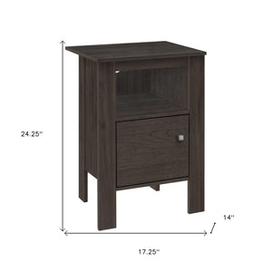 Homeroots 24" Brown Nightstand With Cabinet Storage   489711