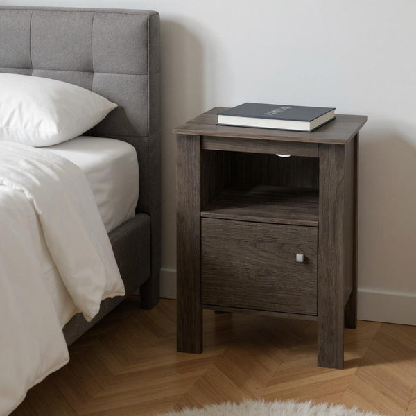 HomeRoots 24" Brown Wood Nightstand - Stylish Compact Storage Solution with Open Shelves for Any Room Decor 489711