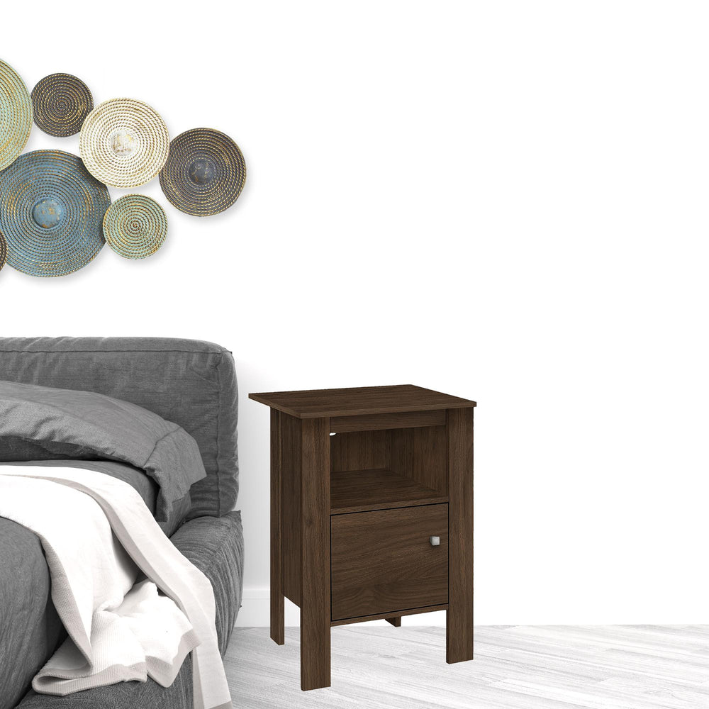 Homeroots 24" Walnut Nightstand With Cabinet Storage   489712