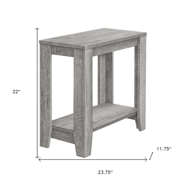 HomeRoots 22" Gray Wood End Table with Two-Tier Storage Shelf - Stylish, Versatile, Perfect for Any Room Decor! 489716