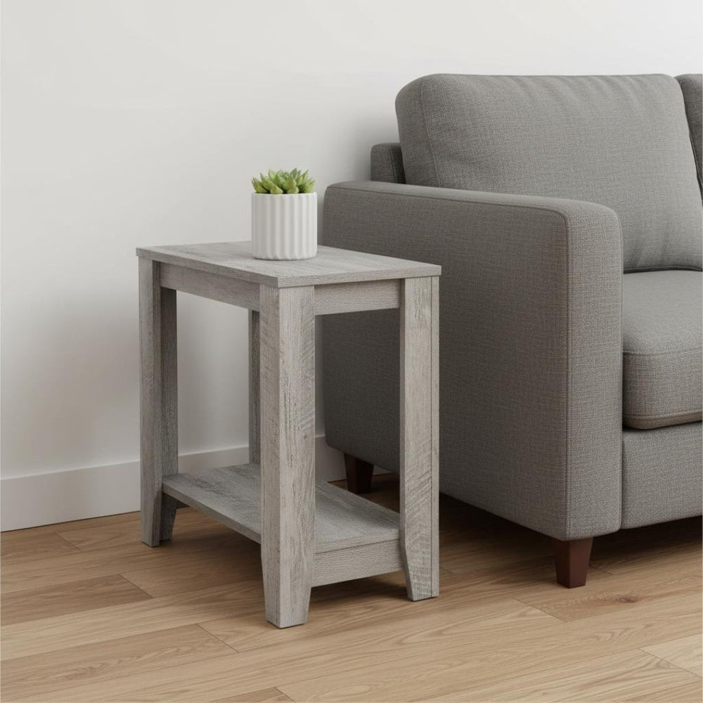 HomeRoots 22" Gray Wood End Table with Two-Tier Storage Shelf - Stylish, Versatile, Perfect for Any Room Decor! 489716