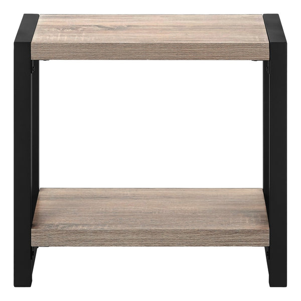 HomeRoots 22" Stylish Black and Deep Taupe End Table with Shelf - Multi-Purpose Accent Table for Small Spaces 489718