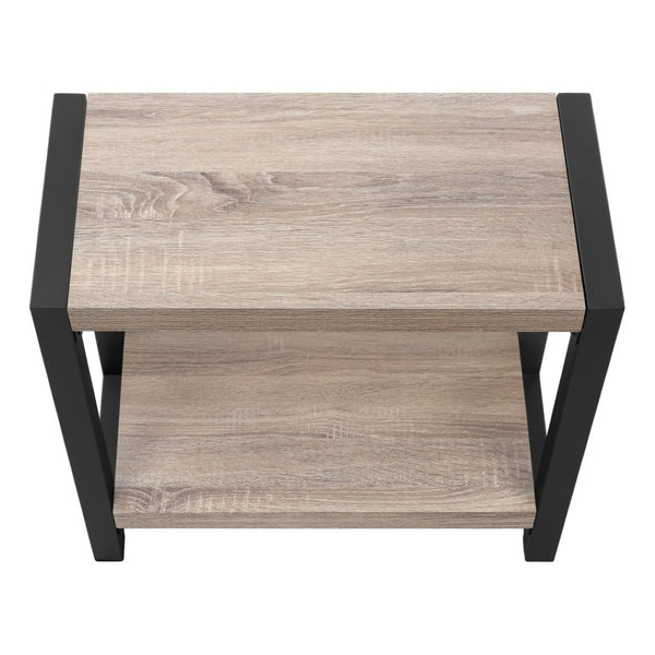 HomeRoots 22" Stylish Black and Deep Taupe End Table with Shelf - Multi-Purpose Accent Table for Small Spaces 489718