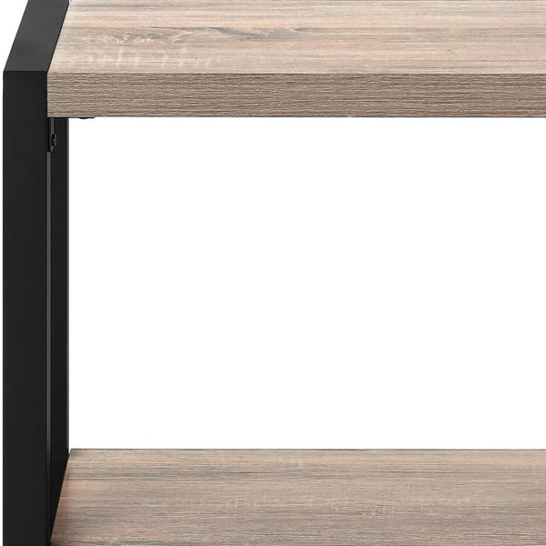 HomeRoots 22" Stylish Black and Deep Taupe End Table with Shelf - Multi-Purpose Accent Table for Small Spaces 489718