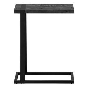HomeRoots 25" Rustic Industrial Black Distressed Wood & Metal End Table - Stylish C-Table for Small Spaces 489721