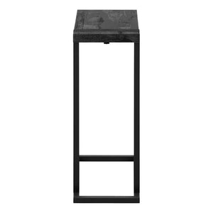 HomeRoots 25" Rustic Industrial Black Distressed Wood & Metal End Table - Stylish C-Table for Small Spaces 489721