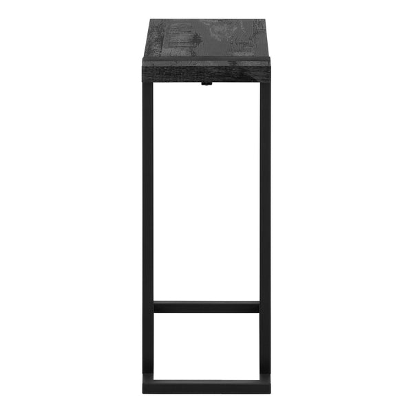 HomeRoots 25" Rustic Industrial Black Distressed Wood & Metal End Table - Stylish C-Table for Small Spaces 489721