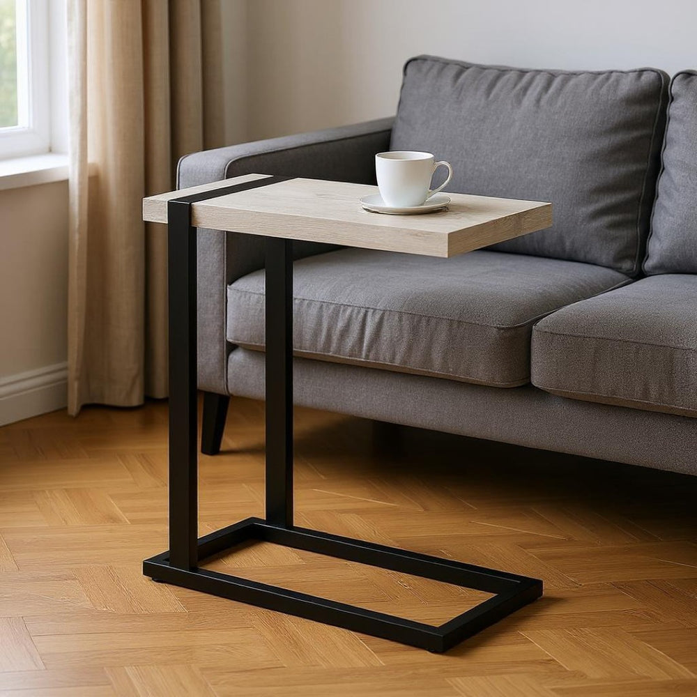 HomeRoots 25" Gray and Black Distressed Wood and Metal End Table - Vintage Industrial Charm for Any Space 489723