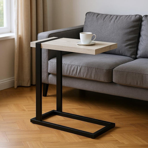 HomeRoots 25" Gray and Black Distressed Wood and Metal End Table - Vintage Industrial Charm for Any Space 489723