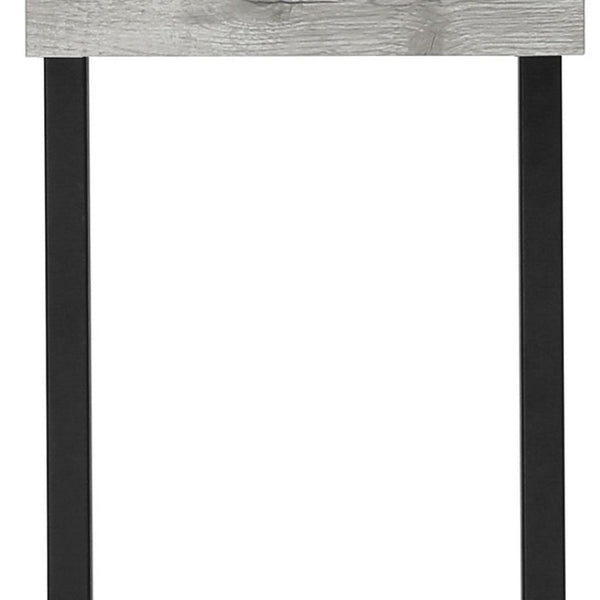 HomeRoots 25" Gray and Black Distressed Wood and Metal End Table - Vintage Industrial Charm for Any Space 489723