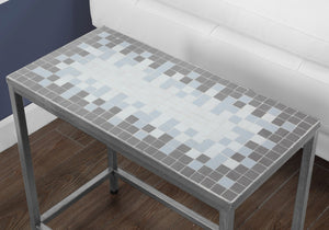 HomeRoots 22" Modern Industrial Gray and White Tile End Table - Compact, Stylish Accent for Small Spaces 489724