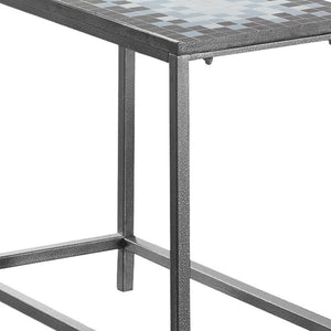 HomeRoots 22" Modern Industrial Gray and White Tile End Table - Compact, Stylish Accent for Small Spaces 489724
