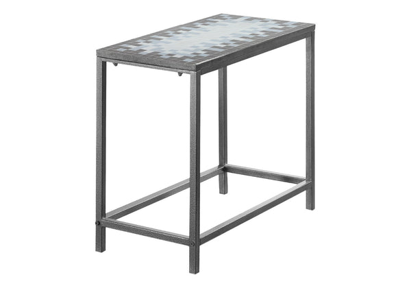 HomeRoots 22" Modern Industrial Gray and White Tile End Table - Compact, Stylish Accent for Small Spaces 489724