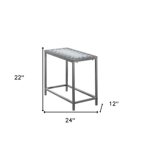 HomeRoots 22" Modern Industrial Gray and White Tile End Table - Compact, Stylish Accent for Small Spaces 489724