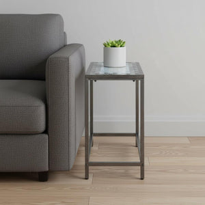 HomeRoots 22" Modern Industrial Gray and White Tile End Table - Compact, Stylish Accent for Small Spaces 489724