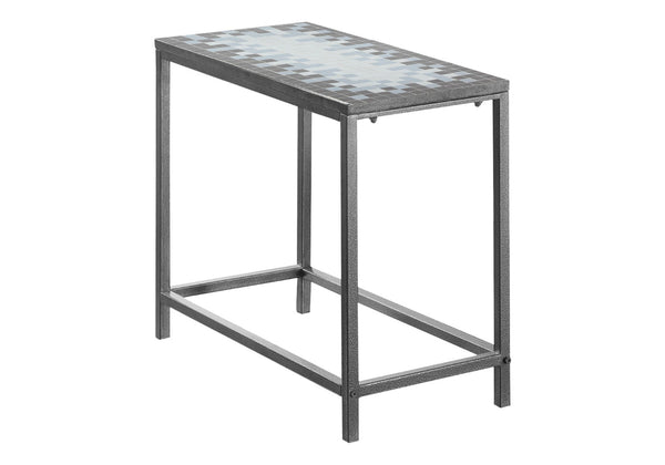 HomeRoots 22" Modern Industrial Gray and White Tile End Table - Compact, Stylish Accent for Small Spaces 489724